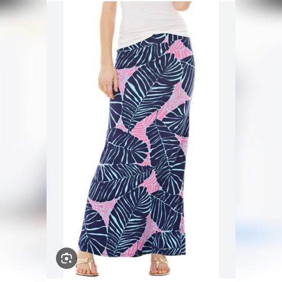 Lilly Pulitzer Under The Palms Marnie Maxi Skirt Size Med Beach Preppy Stretch - Picture 1 of 4